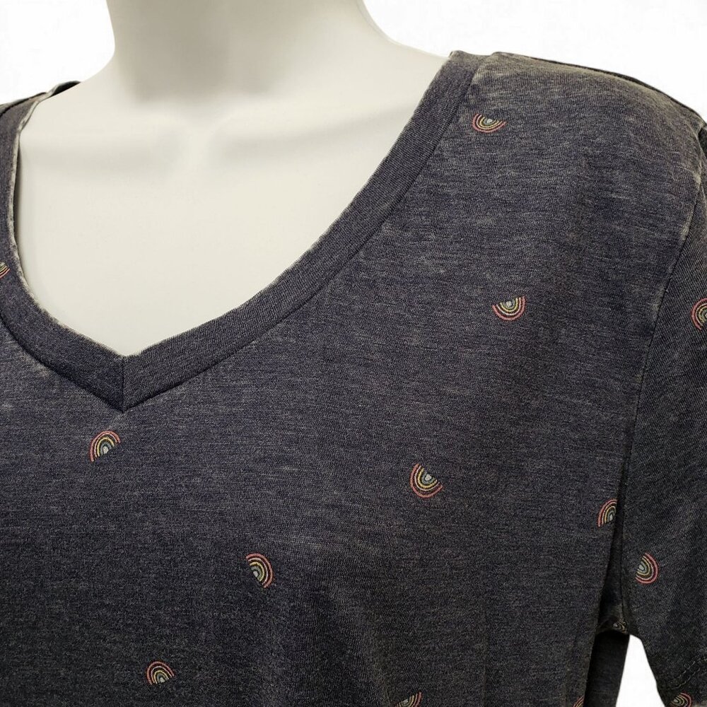 Wallflower Womens V-neck T-shirt Top Rainbow Print Blue Size Large - Picture 3 of 9